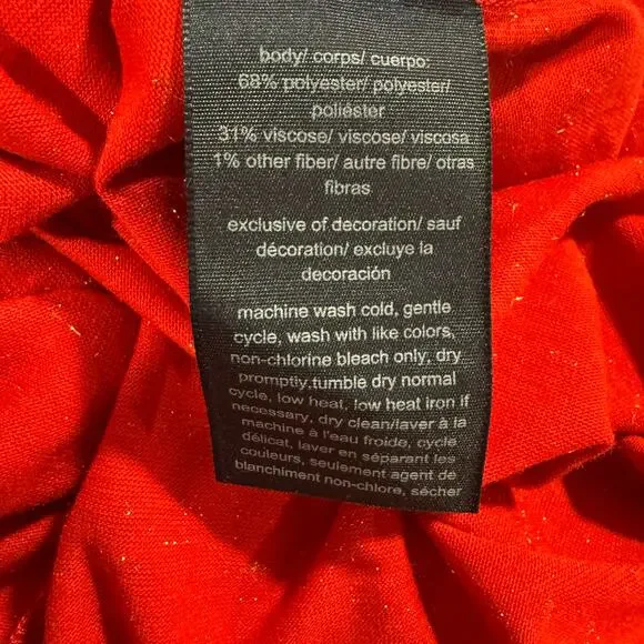 Tommy Hilfiger Red Lurex Twist Neck Top Women’s XS Long Sleeve Cutout NWT - Picture 9 of 10